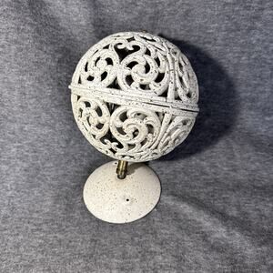 VINTAGE MID CENTURY UNDERWRITERS LAB METAL LATTICE CEILING LIGHT FIXTURE Damage